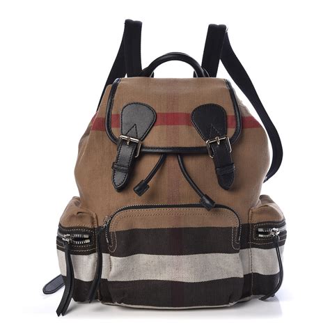 burberry canvas check and leather backpack|burberry medium rucksack backpack.